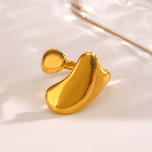 Bague ajustable en or à la forme abstraite unique - Lydieannejewelry