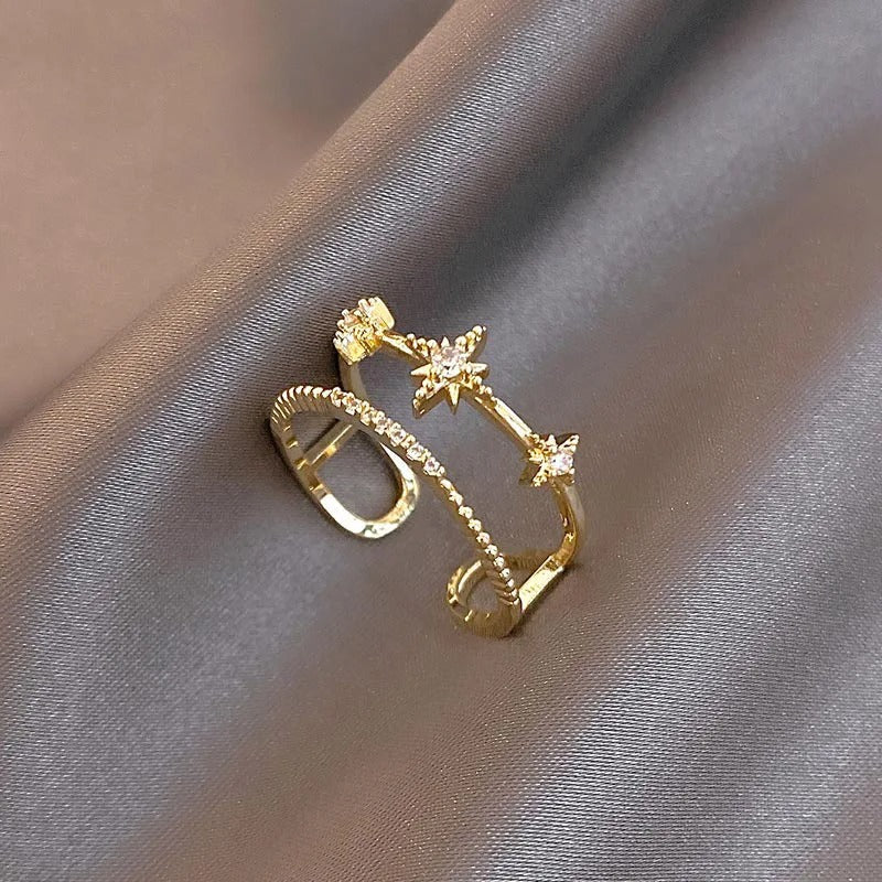 Bague ajustable Vintage Gold Sparkling Star - Lydieannejewelry