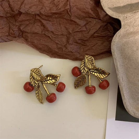 Boucles d'oreilles classiques en or rouge cerise - Lydieannejewelry
