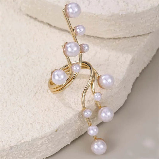 Bague ouverte vintage en or et perles - Lydieannejewelry