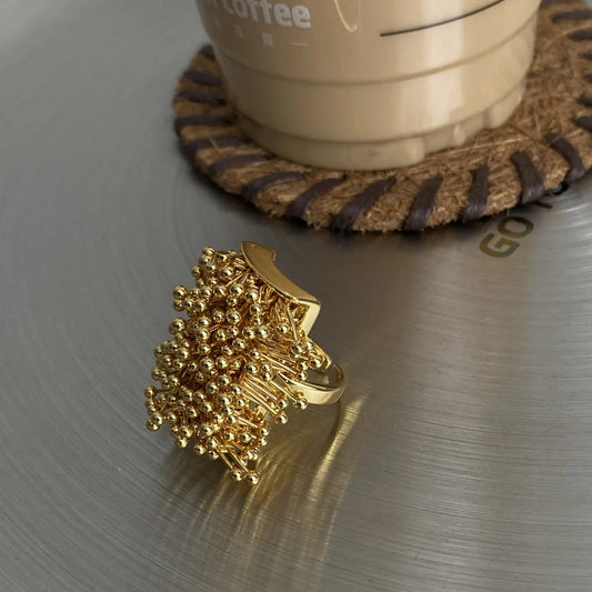 Bague ajustable en or avec cluster de boules audacieuses - Lydieannejewelry