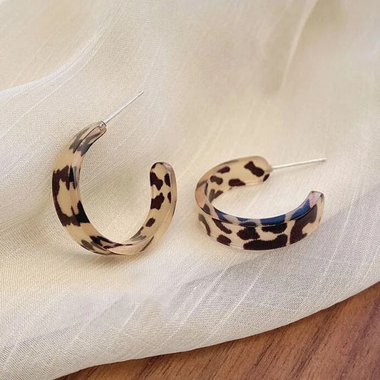 Boucles d'oreilles créoles vintage à imprimé léopard - Lydieannejewelry