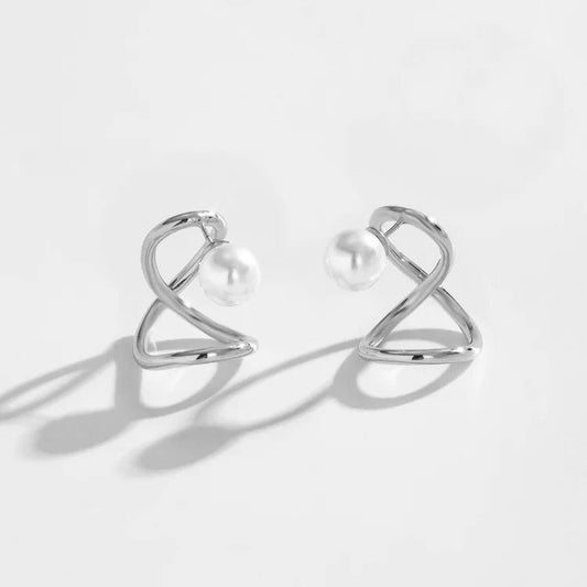 Boucles d'oreilles boucle infinie en argent et perles - Lydieannejewelry