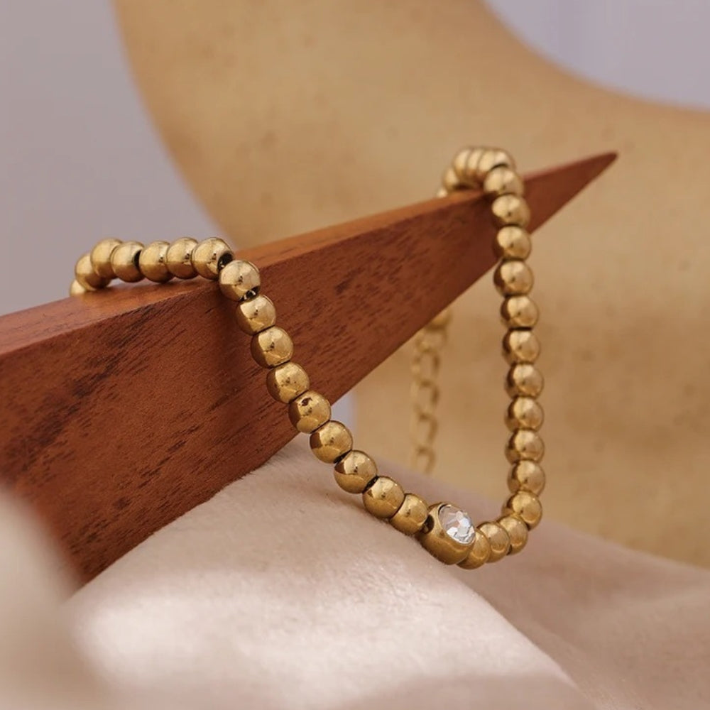 Bracelet vintage en cristal et perles dorées - Lydieannejewelry