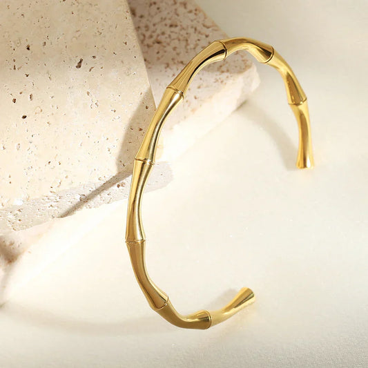 Bracelet manchette vintage en bambou doré - Lydieannejewelry