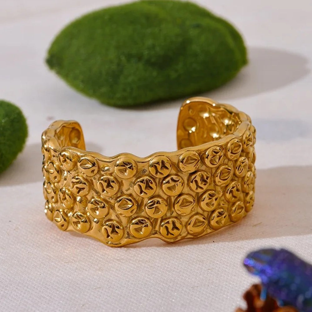 Bracelet ouvert vintage abstrait en or massif - Lydieannejewelry