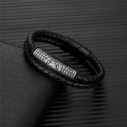 Bracelet tribal en cuir tressé avec breloques en argent - Lydieannejewelry