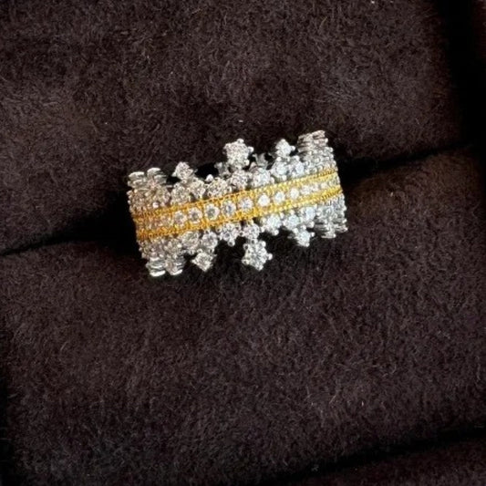 Bague vintage en argent et or, magnifique couronne en dentelle de style palais - Lydieannejewelry