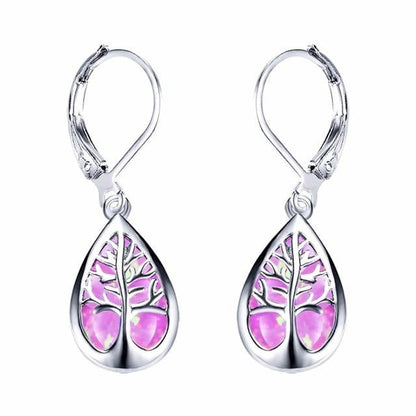 Boucles d'oreilles Arbre de vie en opale et argent