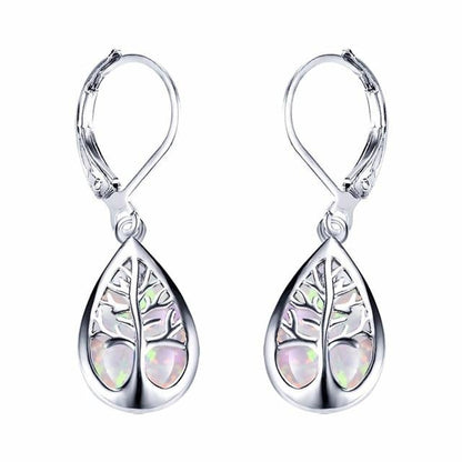 Boucles d'oreilles Arbre de vie en opale et argent